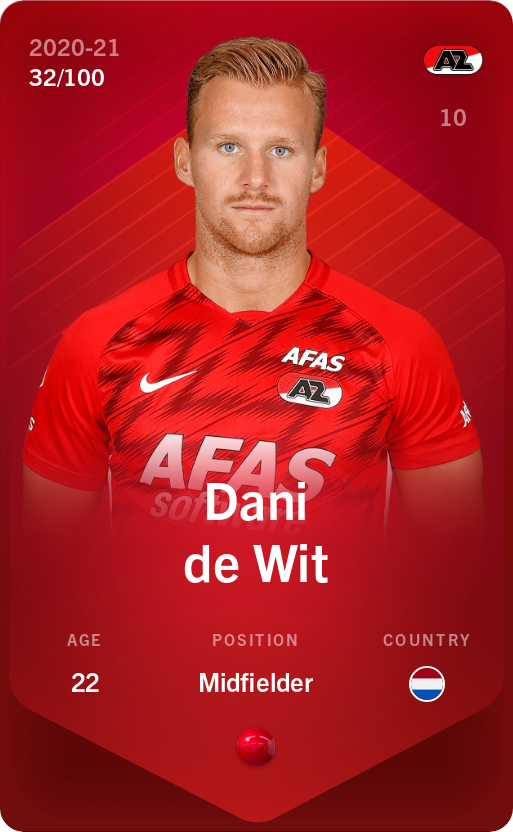 Sorare - Sorare Official - Dani de Wit 2020-21 • Rare 32/100 - NFT # 105943739456229366123340040755596753427588649794686531621086234726880655548918