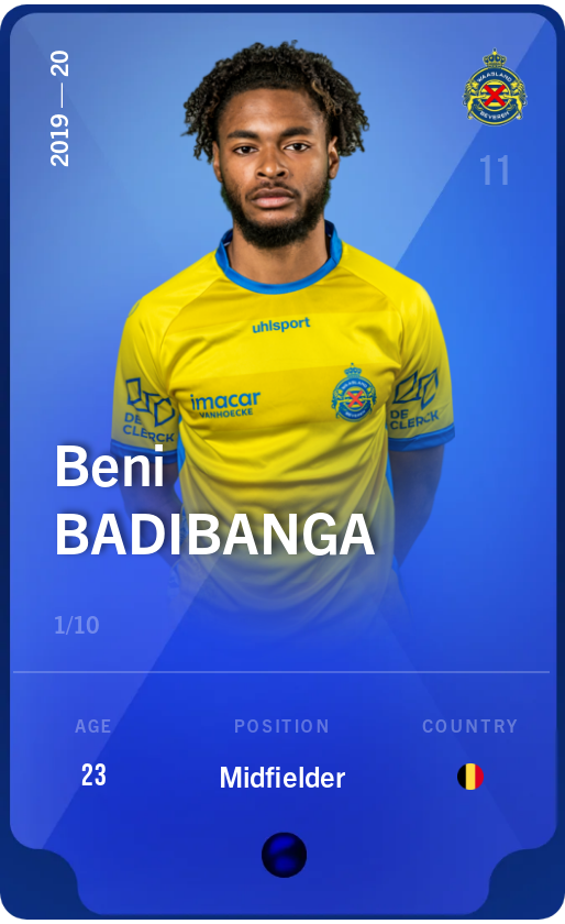 Sorare - Sorare Official - Beni Badibanga 2019-20 • Super Rare 1/10 - NFT # 61195703058547770449221562528770977663331007220839768304111350290946721211079