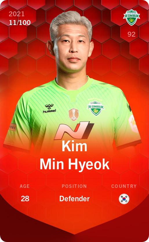 Sorare - Sorare Official - Kim Min Hyeok 2021-22 • Rare 11/100 - NFT # 113612900293289555993318161754043242700783005462933574565795806735038890020510