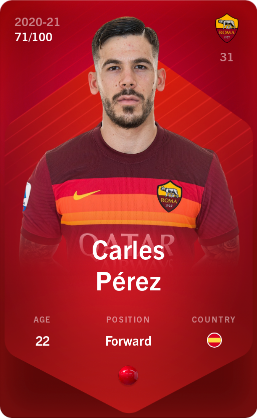 Sorare - Sorare Official - Carles Pérez 2020-21 • Rare 71/100 - NFT # 21789040708103208430077610455957136701000550574063345317135214178677252550940