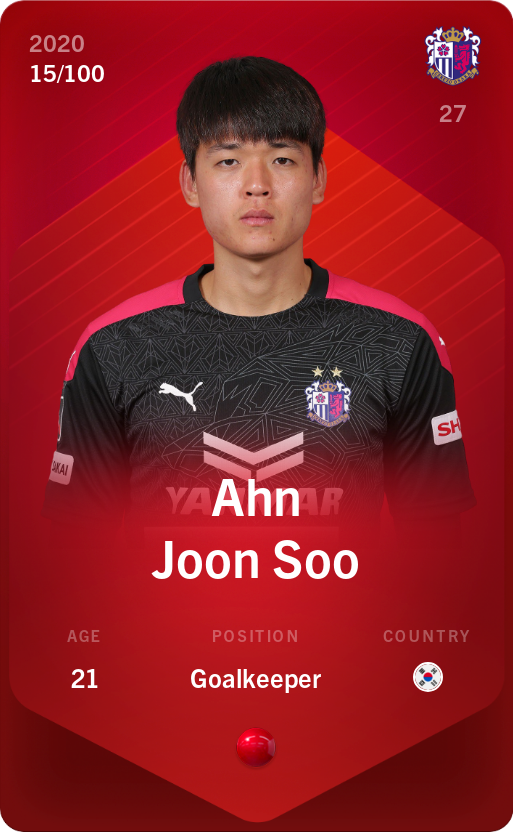 Sorare - Sorare Official - Ahn Joon Soo 2020-21 • Rare 15/100 - NFT # 13940752652007926961937588743857092349052506538967596043478234078861878437989