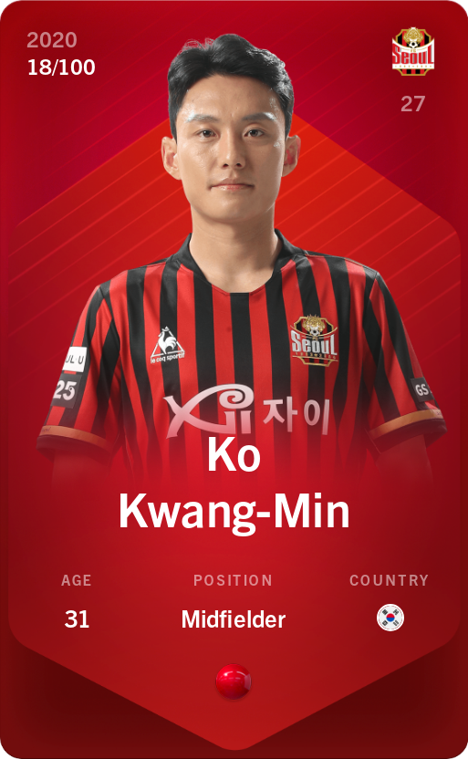 Sorare - Sorare Official - Ko Kwang-Min 2020-21 • Rare 18/100 - NFT # 45831180240535607363930971305841401535617233680368655637462513639265311072737