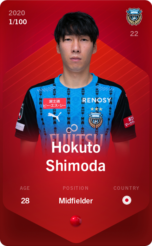 Sorare - Sorare Official - Hokuto Shimoda 2020-21 • Rare 1/100 - NFT # 72939788036331892828218684676592315577303344135944552058657643562896573639833