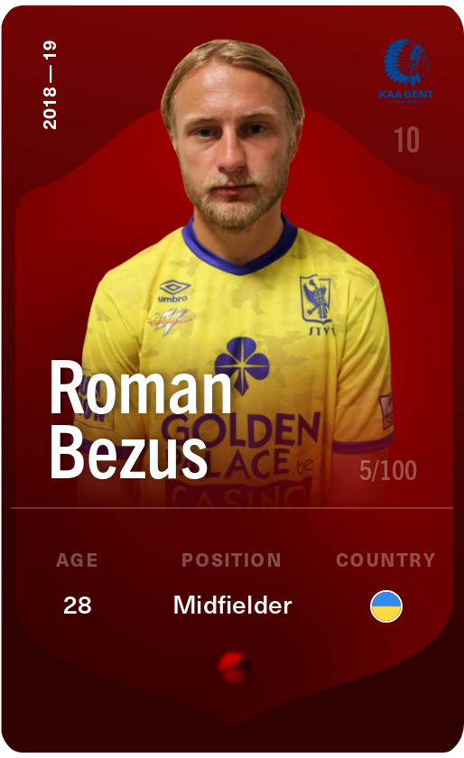 Sorare - Sorare Official - Roman Bezus 2018-19 • Rare 5/100 - NFT # 100367896452129518531102328057060301108264531950344215004789825234547631428196
