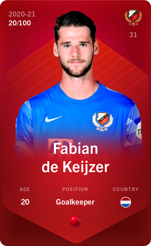 Sorare - Sorare Official - Fabian de Keijzer 2020-21 • Rare 20/100 - NFT # 27498144941396432315650367190321511181100028423201226880996442057120042036017