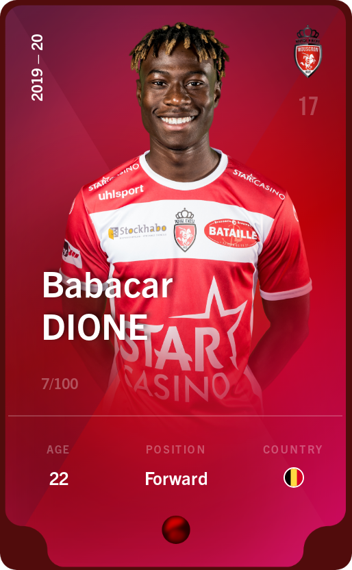 Sorare - Sorare Official - Babacar Dione 2019-20 • Rare 7/100 - NFT # 32219929328461152049856783299670850156118511503100328907542945481229933223448