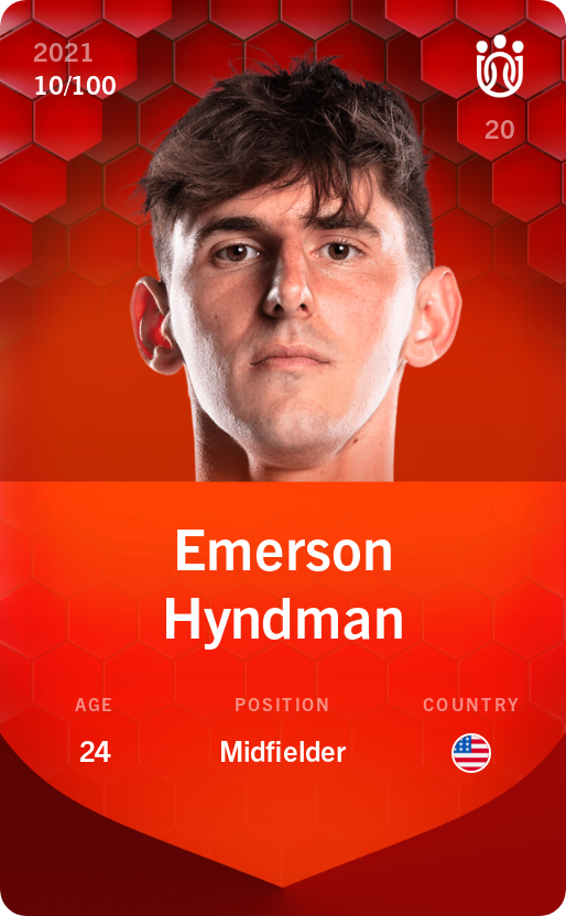 Sorare - Sorare Official - Emerson Hyndman 2021-22 • Rare 10/100 - NFT # 39383781232935860588477822926722583616167383582713240912119687128773234617837