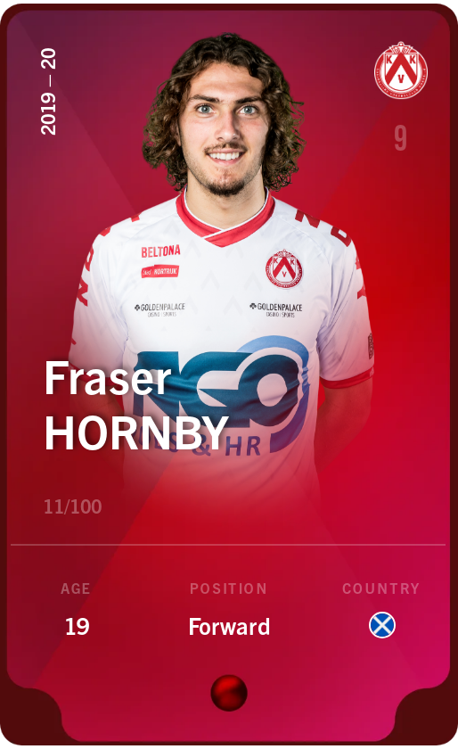 Sorare - Sorare Official - Fraser Hornby 2019-20 • Rare 11/100 - NFT # 73396205631148510165593681338929573718632720885878289007302181645566550538317