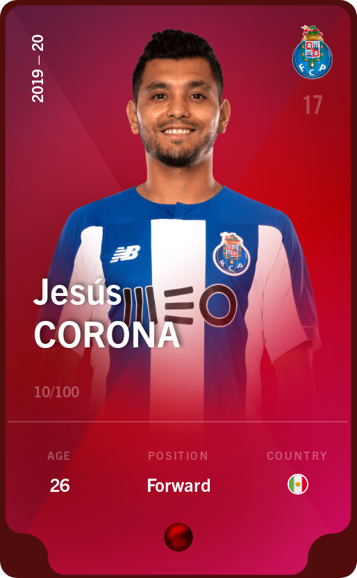 Sorare - Sorare Official - Jesús Corona 2019-20 • Rare 10/100 - NFT # 57860787328323212545320814491143988032882977716397982985806225807159446937165