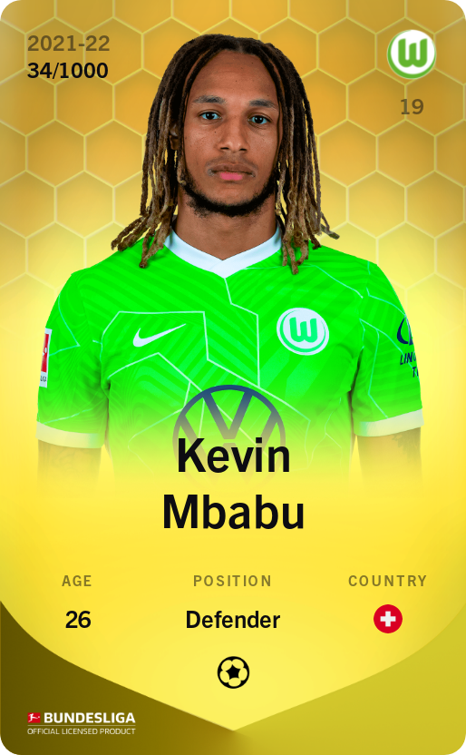 Sorare - Sorare Official - Kevin Mbabu 2021-22 • Limited 34/1000 - NFT # 69397959488281913777436725785392704733407080561231212865696857280302072187842