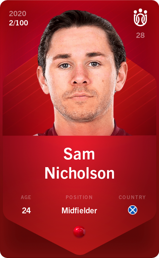 Sorare - Sorare Official - Sam Nicholson 2020-21 • Rare 2/100 - NFT # 107376512431801071254550163788474533039286016419986556969888104117307441658882