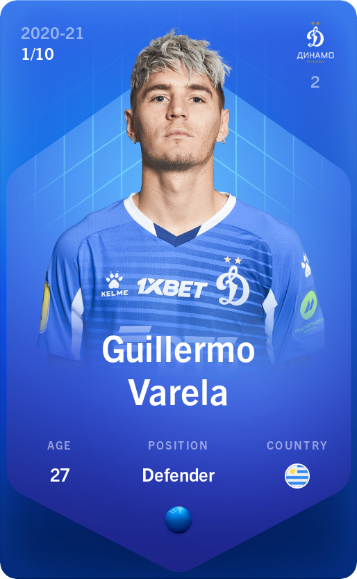 Sorare - Sorare Official - Guillermo Varela 2020-21 • Super Rare 1/10 - NFT # 13086043668490922148081793262225655480404500187952969520958246525243737638367