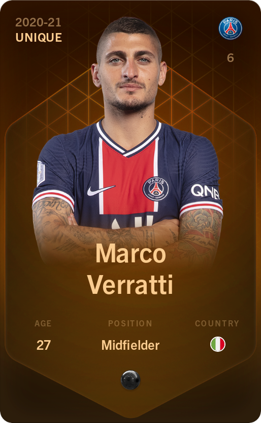 Sorare - Sorare Official - Marco Verratti 2020-21 • Unique - NFT # 24667309339736407104112035938538504377542585954581846931547336323214942651784