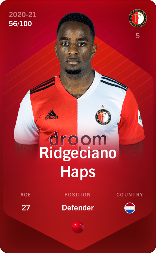 Sorare - Sorare Official - Ridgeciano Haps 2020-21 • Rare 56/100 - NFT # 27427738799545907103774775252511008939785216696457121238442879475664224080988