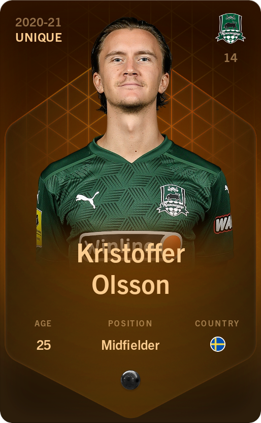 Sorare - Sorare Official - Kristoffer Olsson 2020-21 • Unique - NFT # 105357274355124562872367246750188019884081258466837354194601496238186812786348