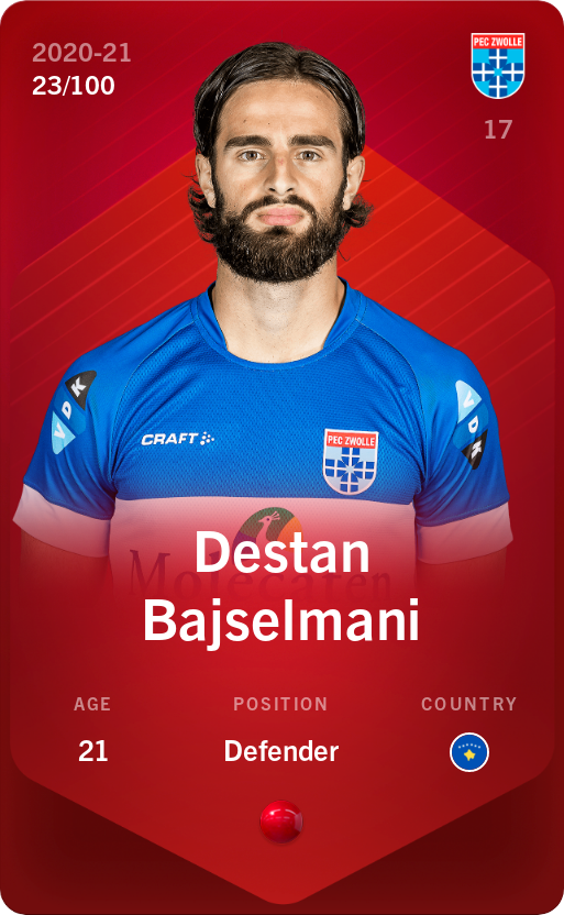 Sorare - Sorare Official - Destan Bajselmani 2020-21 • Rare 23/100 - NFT # 32849239567852459285922859285033653145747709364239264846190068925515883938343