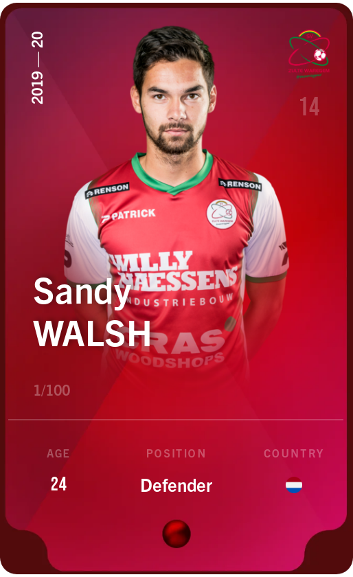Sorare - Sorare Official - Sandy Walsh 2019-20 • Rare 1/100 - NFT # 110837178901516507878027065039825643704306973916551654575721498434351650478226