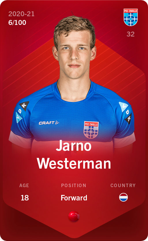 Sorare - Sorare Official - Jarno Westerman 2020-21 • Rare 6/100 - NFT # 70079325643500054619535212829652215149327582457720938103384358599036363333563