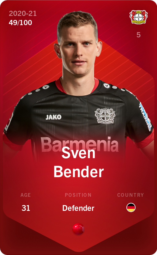 Sorare - Sorare Official - Sven Bender 2020-21 • Rare 49/100 - NFT # 14538170702043777536041127043840188765513887657887053825921576333264939976888