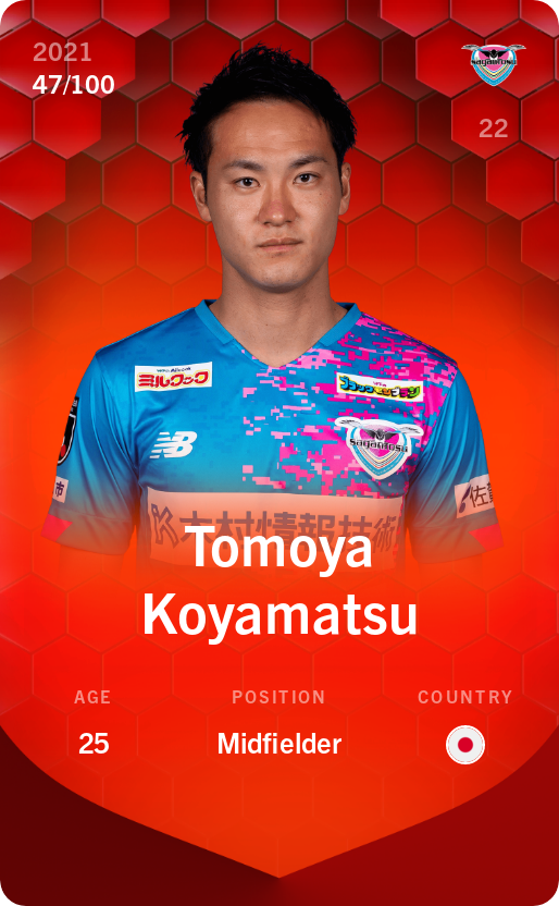 Sorare - Sorare Official - Tomoya Koyamatsu 2021-22 • Rare 47/100 - NFT # 25453257584896932420788391521313764784192449789167178672218994054157904098938
