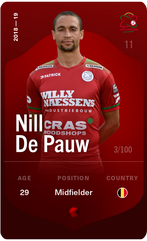 Sorare - Sorare Official - Nill De Pauw 2018-19 • Rare 3/100 - NFT # 522609634974931022676148873735782518128306062734222206706313985781442178731