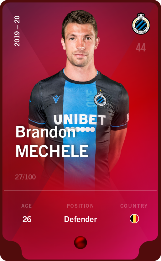 Sorare - Sorare Official - Brandon Mechele 2019-20 • Rare 27/100 - NFT # 103968586952887113369073185463992951290358190042098797888991525949005589690300