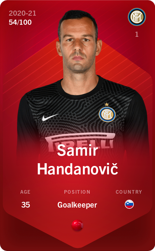 Sorare - Sorare Official - Samir Handanovič 2020-21 • Rare 54/100 - NFT # 30259962378088663483329867368715111808742914269513433121343407454602739379712