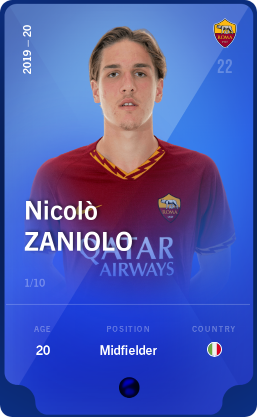 Sorare - Sorare Official - Nicolò Zaniolo 2019-20 • Super Rare 1/10 - NFT # 43763836971260643800603562600144614998873167055631760211882771818426252950837