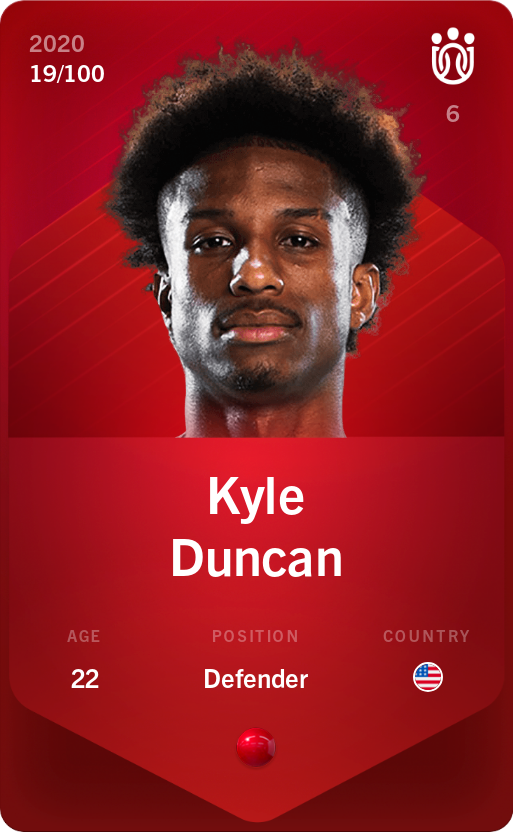 Sorare - Sorare Official - Kyle Duncan 2020-21 • Rare 19/100 - NFT # 874091610205840438331082985948609433131580370142080176888219130281863278056