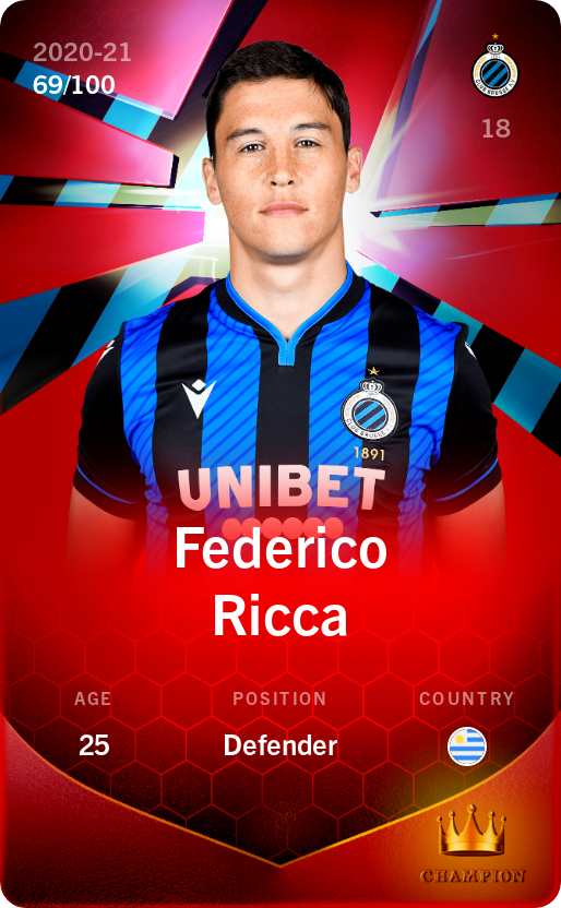 Sorare - Sorare Official - Federico Ricca 2020-21 • Rare 69/100 - NFT # 1385792438022102331032240408716098797090219477320653154945081942235149795717