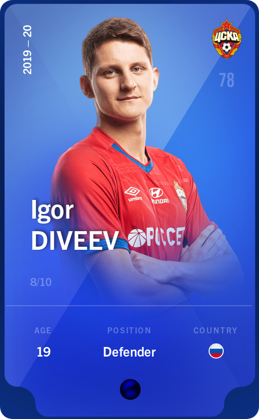 Sorare - Sorare Official - Igor Diveev 2019-20 • Super Rare 8/10 - NFT # 57074461908370932817133428880416465115280030717719524856624135895735743300356