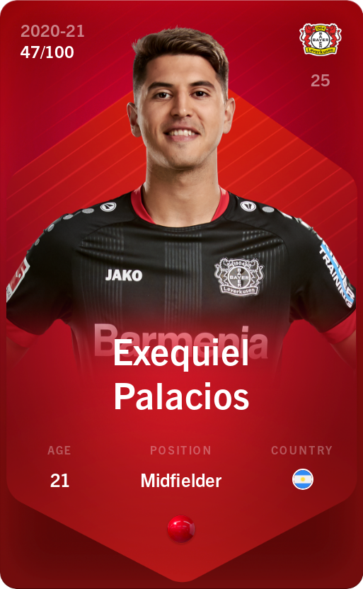 Sorare - Sorare Official - Exequiel Palacios 2020-21 • Rare 47/100 - NFT # 10687657375643047796972122806889959109469189661734251998535750928059946123291