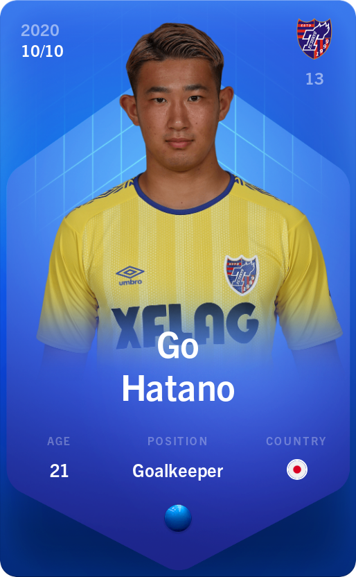 Sorare - Sorare Official - Go Hatano 2020-21 • Super Rare 10/10 - NFT # 90939267236088724723230651558468017206677753065774881083203667524146929620182