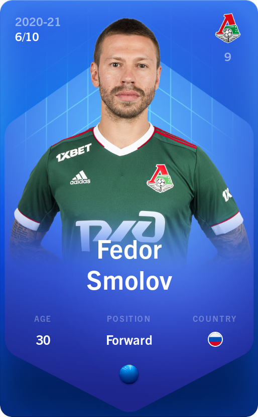 Sorare - Sorare Official - Fedor Smolov 2020-21 • Super Rare 6/10 - NFT # 59412351689203819702877631095120454730022506194269912178927629082882759071771