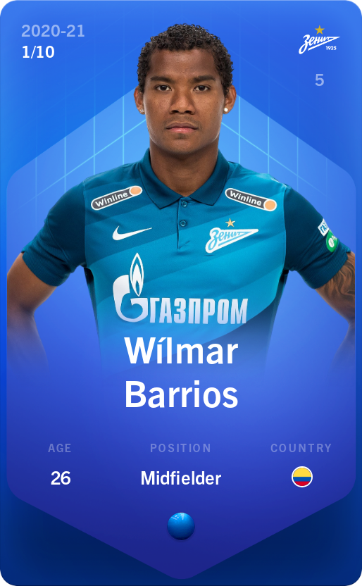 Sorare - Sorare Official - Wílmar Barrios 2020-21 • Super Rare 1/10 - NFT # 57908672411545437104593757885168990700931581625898320567519502687586842143873