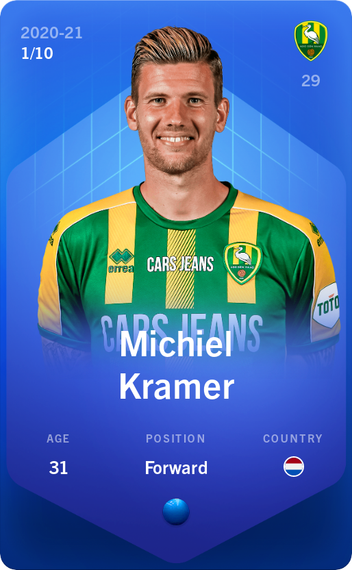Sorare - Sorare Official - Michiel Kramer 2020-21 • Super Rare 1/10 - NFT # 89506528711112965785907087216696870825453152006590219930382210734812870172342