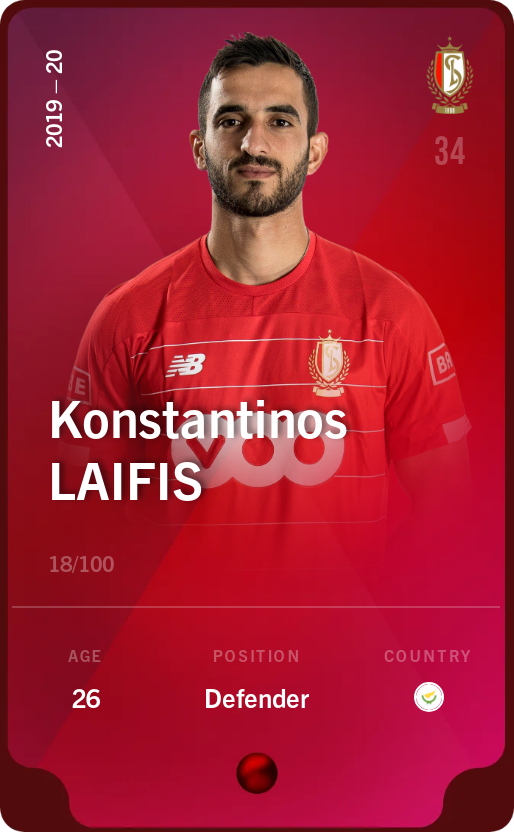 Sorare - Sorare Official - Konstantinos Laifis 2019-20 • Rare 18/100 - NFT # 47837759049423571020064174899660446225404315413775223523128595986979977293090
