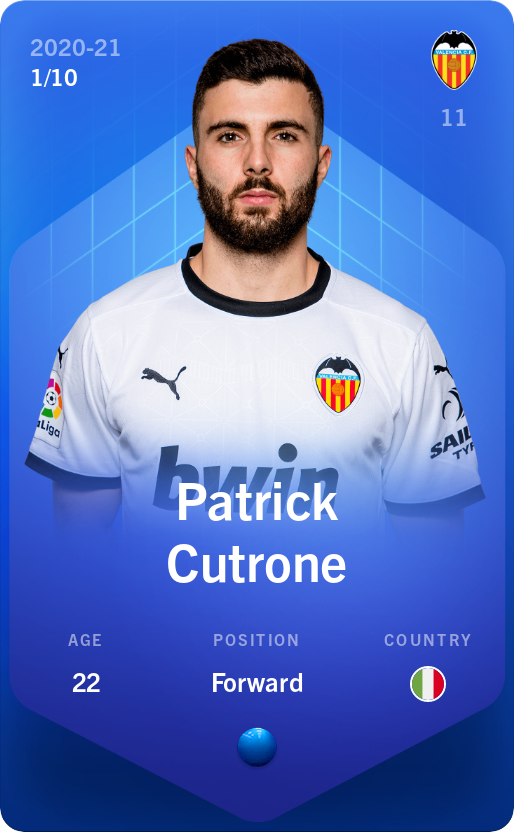 Sorare - Sorare Official - Patrick Cutrone 2020-21 • Super Rare 1/10 - NFT # 99670403658681918200747568185922329143732261302529310631289603280884958978974