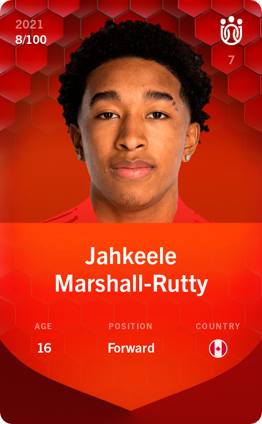 Sorare - Sorare Official - Jahkeele Marshall-Rutty 2021-22 • Rare 8/100 - NFT # 94450628325287087468088404061590516104055368172240810236677699164743443801255