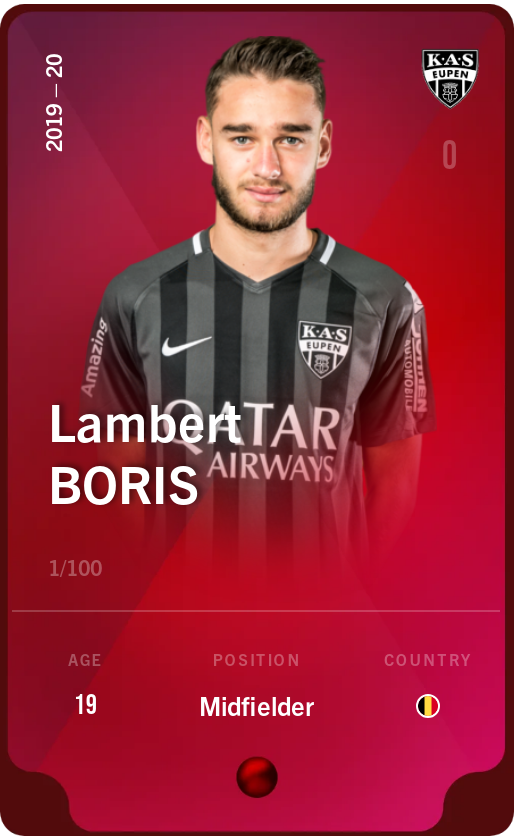 Sorare - Sorare Official - Lambert Boris 2019-20 • Rare 1/100 - NFT # 15623420146063903754428032525318430508608959160346312273756877947889315058949