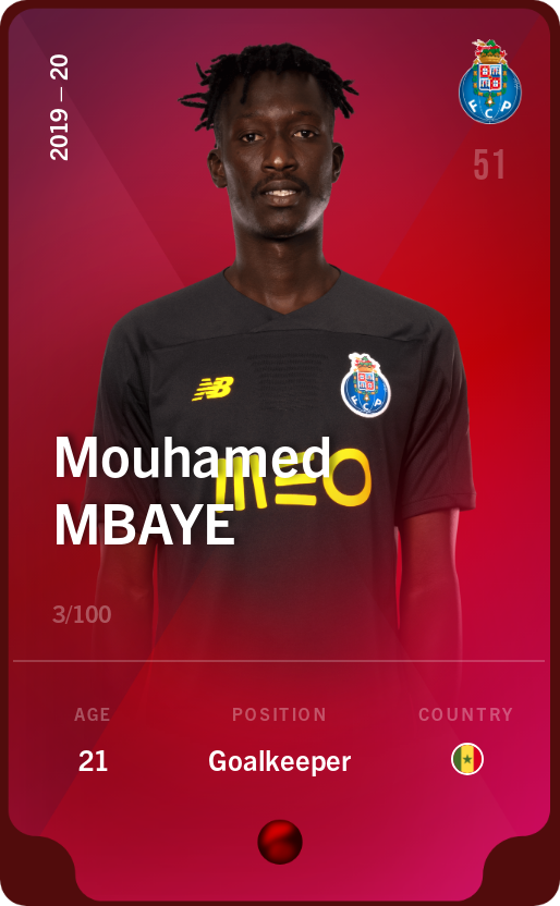 Sorare - Sorare Official - Mouhamed Mbaye 2019-20 • Rare 3/100 - NFT # 98768531026671281818357824268811184548633663524112416627452890868118164319671