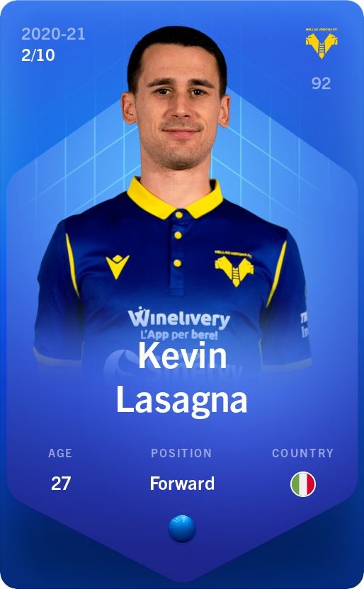Sorare - Sorare Official - Kevin Lasagna 2020-21 • Super Rare 2/10 - NFT # 52059717406063339078509492420542751298040170976451873301898631998862371319786