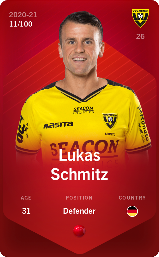 Sorare - Sorare Official - Lukas Schmitz 2020-21 • Rare 11/100 - NFT # 112470429248289207146850071426560550246799804358737051968076125617014981301706