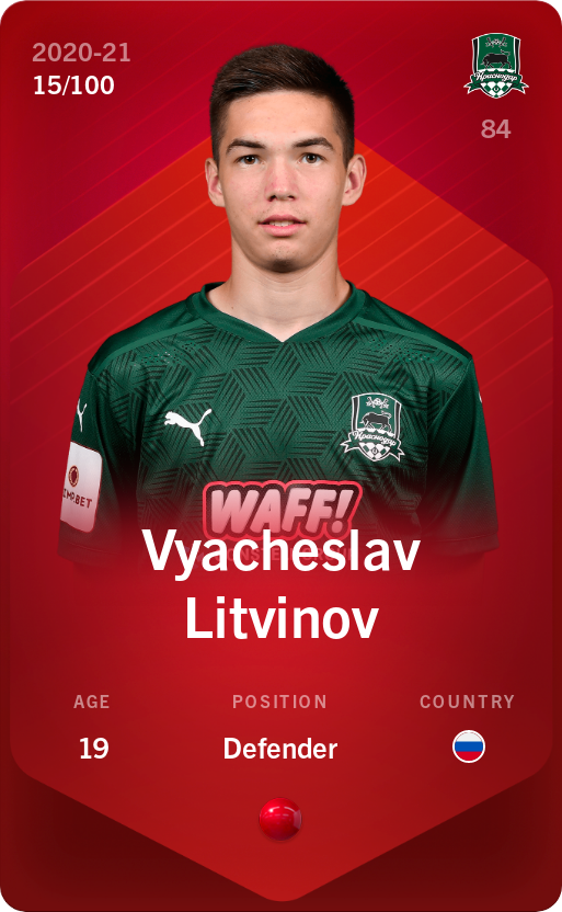 Sorare - Sorare Official - Vyacheslav Litvinov 2020-21 • Rare 15/100 - NFT # 77723989281503310598472369311100419952399656791826324216056448300733435934703