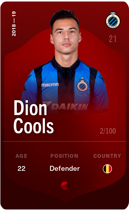 Sorare - Sorare Official - Dion Cools 2018-19 • Rare 2/100 - NFT # 5382323576357501067438693201474908868717007929733927048617138463608653271094