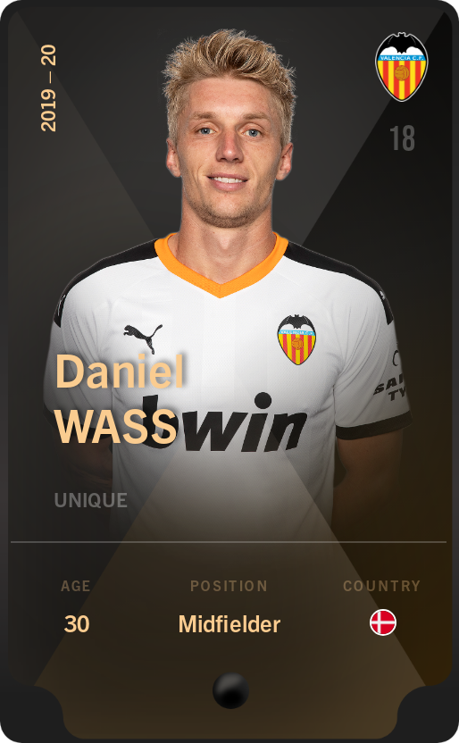 Sorare - Sorare Official - Daniel Wass 2019-20 • Unique - NFT # 53745266115029771215754828663421151006115588057145785917061492996553338875897