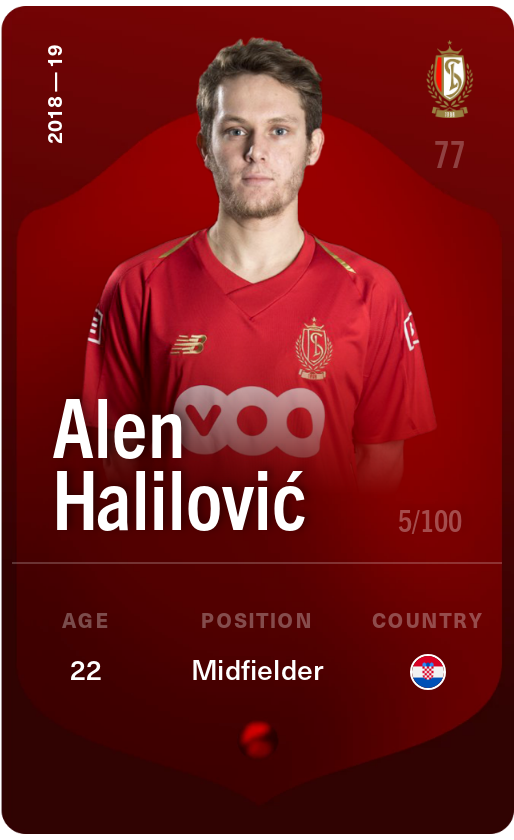 Sorare - Sorare Official - Alen Halilović 2018-19 • Rare 5/100 - NFT # 87595533297133231523898012320511931915406893214198043059418065987430143980783