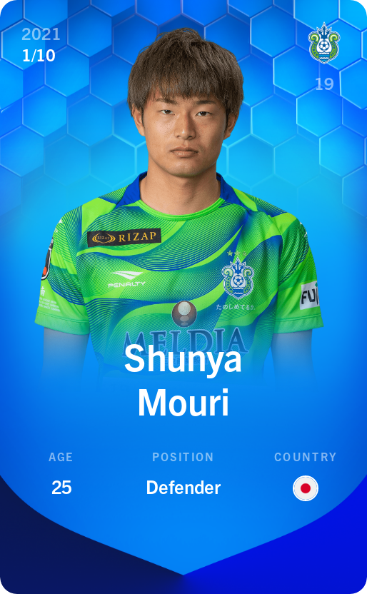 Sorare - Sorare Official - Shunya Mouri 2021-22 • Super Rare 1/10 - NFT # 88115597731984723095539232092066111954447226561153379966791183050413607702719