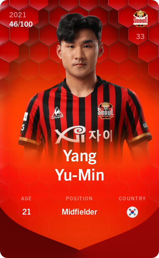 Sorare - Sorare Official - Yang Yu-Min 2021-22 • Rare 46/100 - NFT # 72666005964076094659793724775729362184598945184318949248644586205683921660224