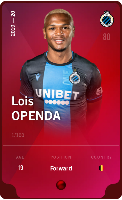 Sorare - Sorare Official - Lois Openda 2019-20 • Rare 1/100 - NFT # 65149492436734115016220046606120620936241817070154761347247972194507910440996